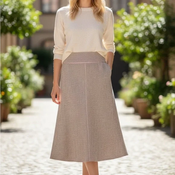 Ann Taylor Cream A-Line Skirt - Picture 7 of 10